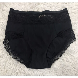 Rhonda Shear Black Panty Underwear Lace Trim Retro Panties Hiphuggers Size X-Lg